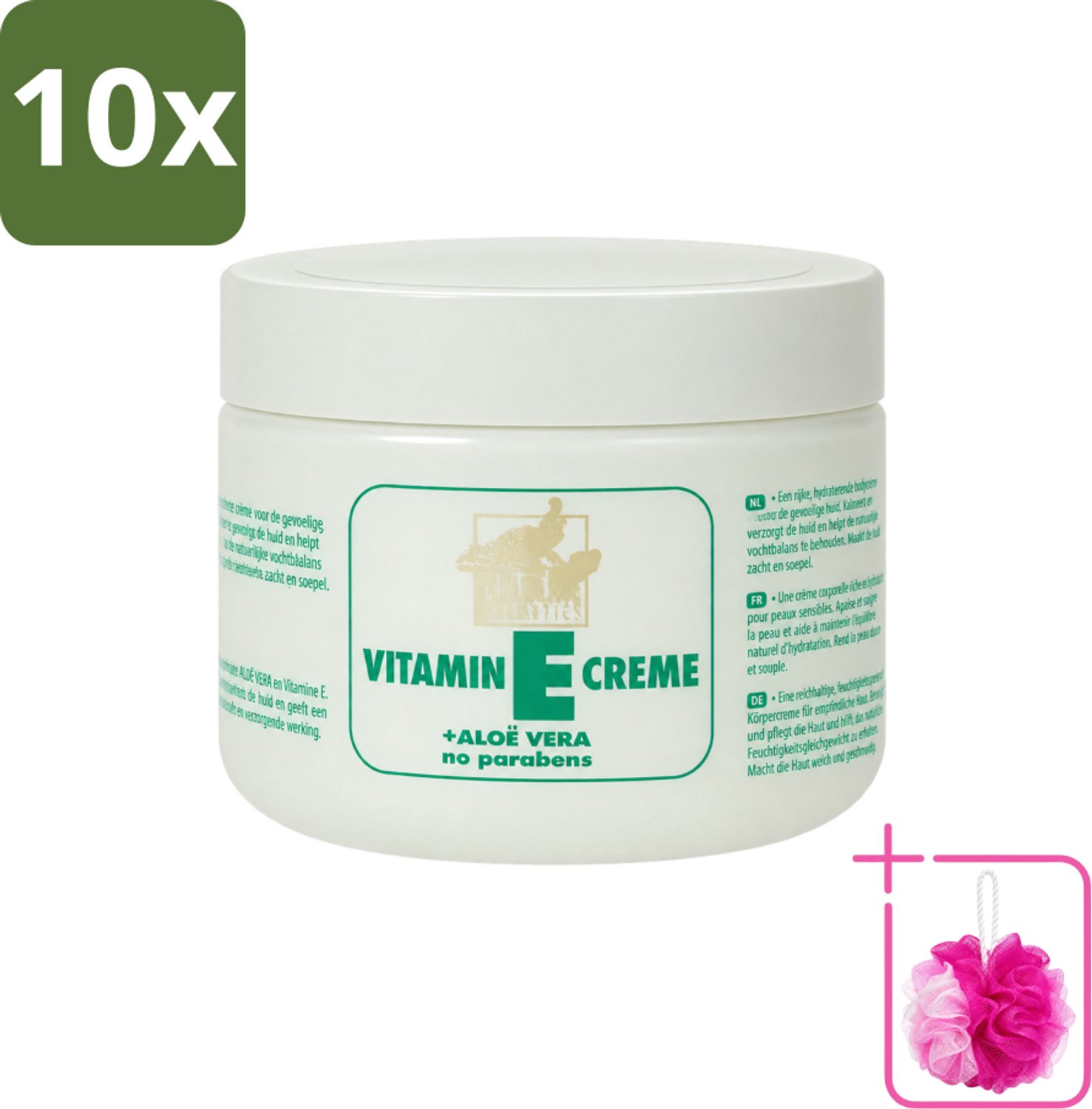 10 x Goldline - Bodycrème - Vitamine-E & Aloë Vera - Gevoelige Huid - Kalmerend - 250 ml - Bulkverpakking - Gevoelige huid verzorging - Douchemop - Vitamine e crème