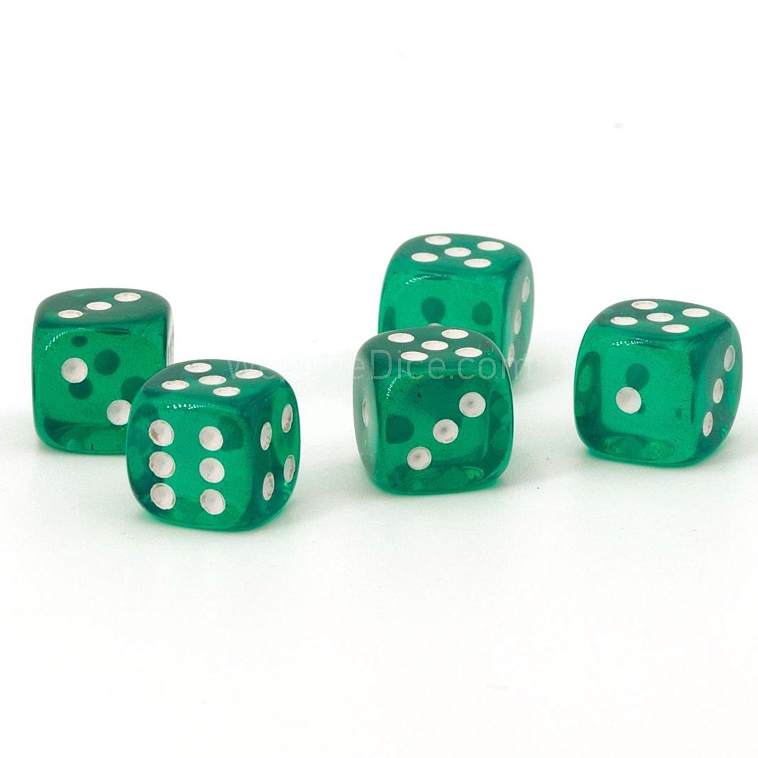 XL Cube 20 mm Groen Transparant met Witte Dots - 5 Stuks
