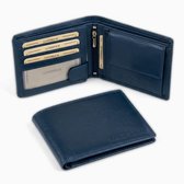 Lundholm Portemonnee Heren Leer Donkerblauw - Echt Rundleer Billfold met RFID Anti-Skim - 13 Pasjes, Muntvak, Ritsvak & Dubbel Briefgeldvak - Portefeuille Heren - Cadeau voor Man