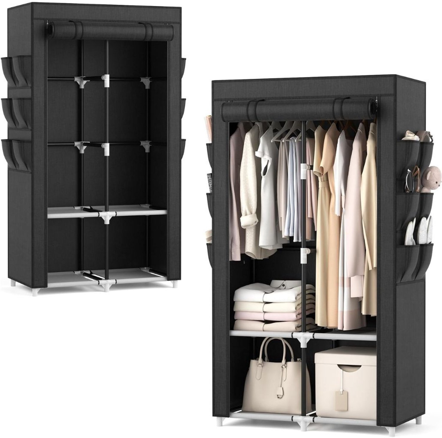 Dressing Kasten - Kledingkast - Kledingkasten Slaapkamer - Organizer -Zwart