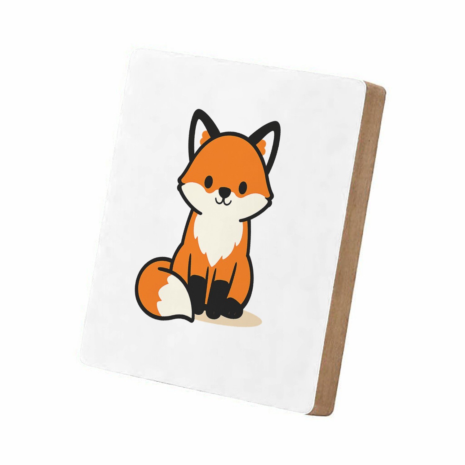 Mr Cadeautjes MDF staande fotolijst 15,2 x 15,2 - design Minimalistische vossenillustratie met rustige centrale plaat | cadeau Wit