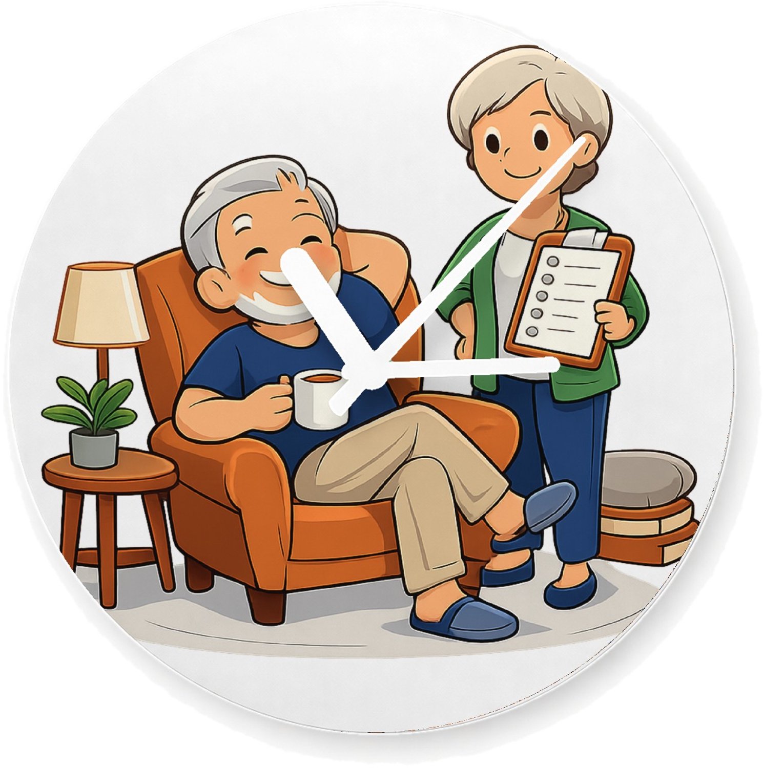 Mr Cadeautjes Glazen klok Ø 20 - design Een vrolijke pensioneringsgrap rond vrijheid en nieuwe routi | cadeau Wit