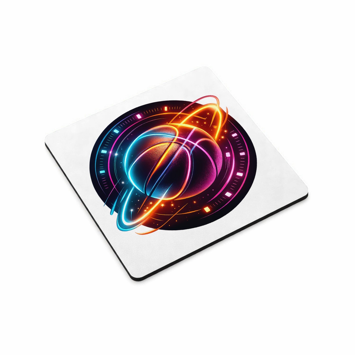 Mr Cadeautjes MDF magnetische fotolijst vierkant 9,5 - design Neon sportenergie met een dynamisch object in het midden | cadeau Wit