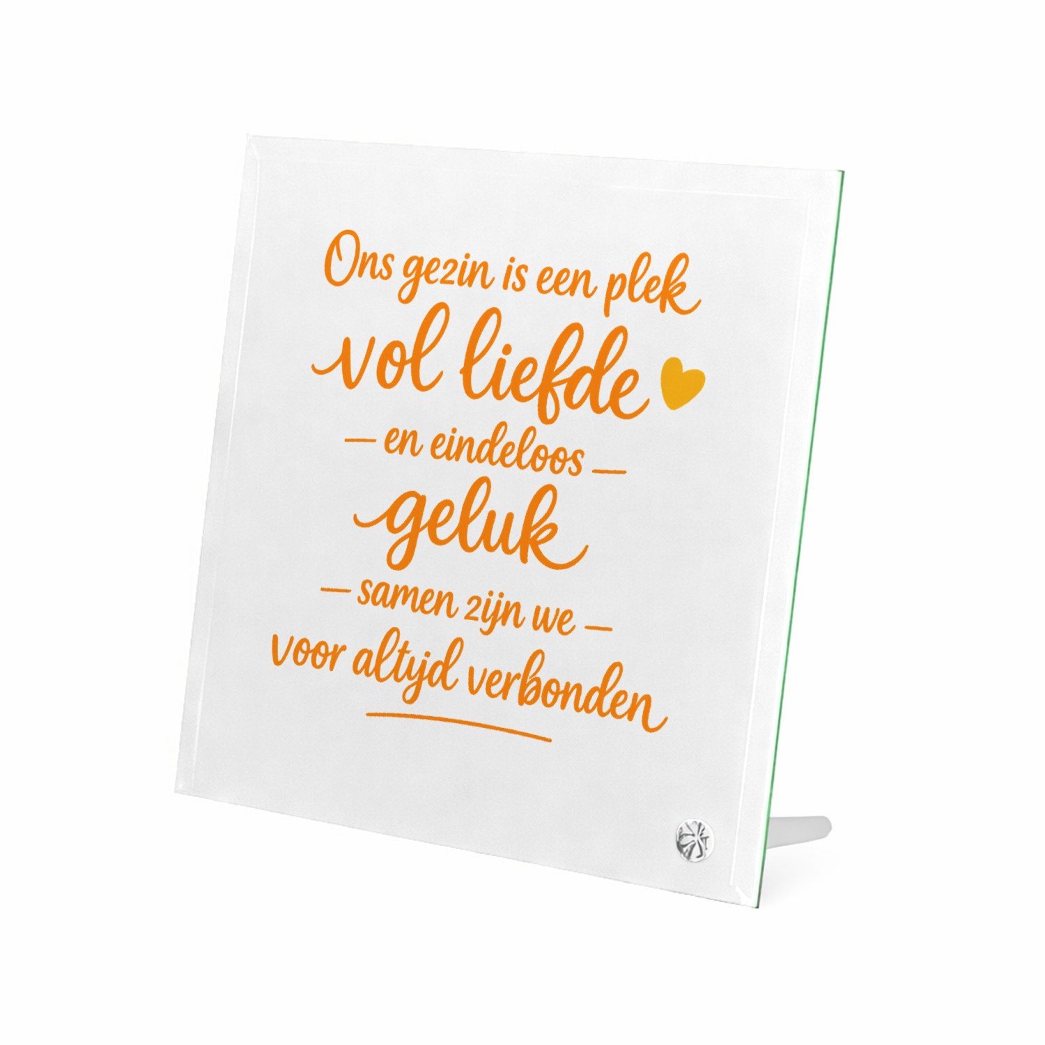 Mr Cadeautjes Glasframe 20 x 20 - design Een warme familie-quote in handgeschreven stijl met een klei | cadeau Wit