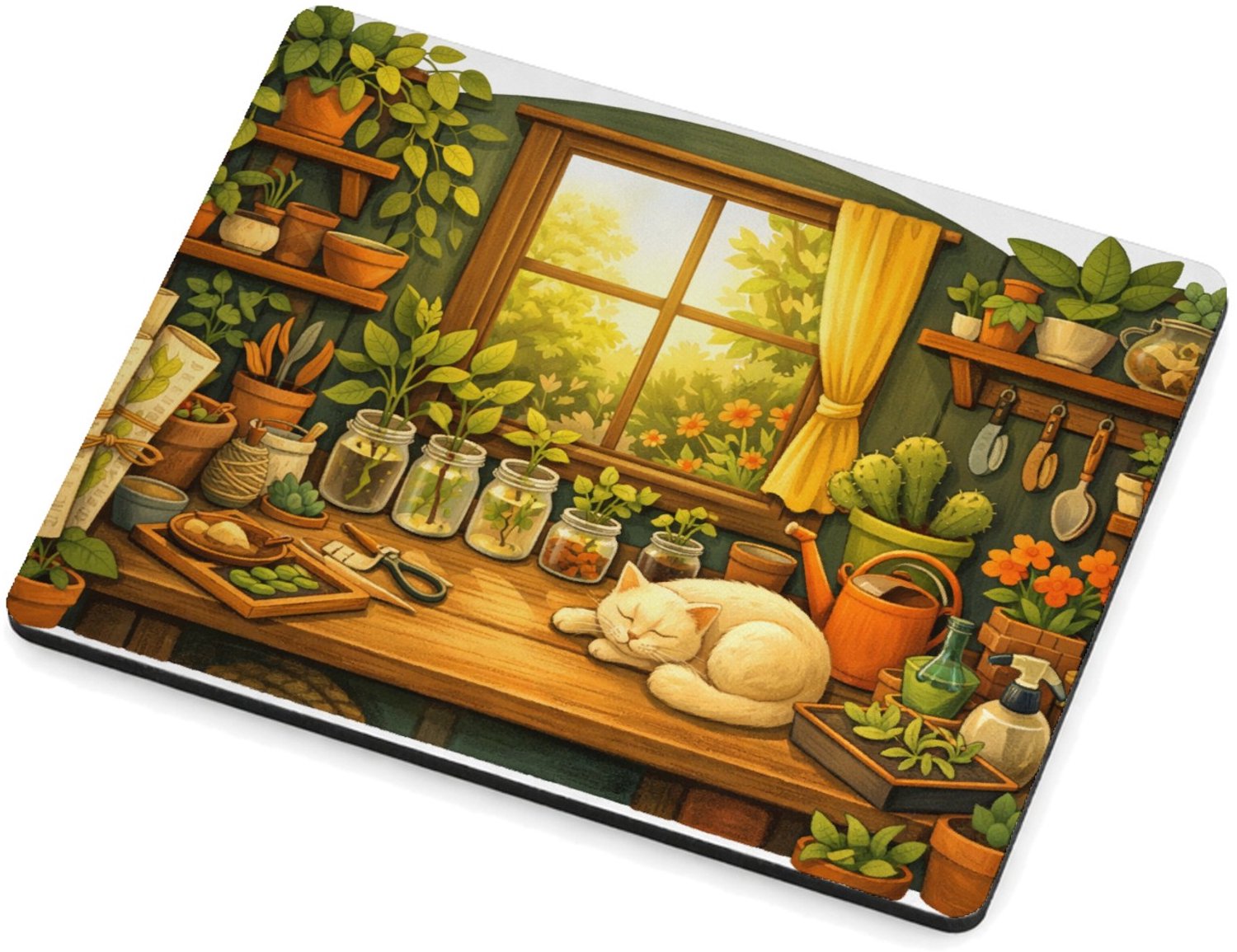 Mr Cadeautjes MDF magnetische fotolijst 9 x 7 - design Een werkplek voor een creatief plantenliefhebber met bureau| cadeau Wit
