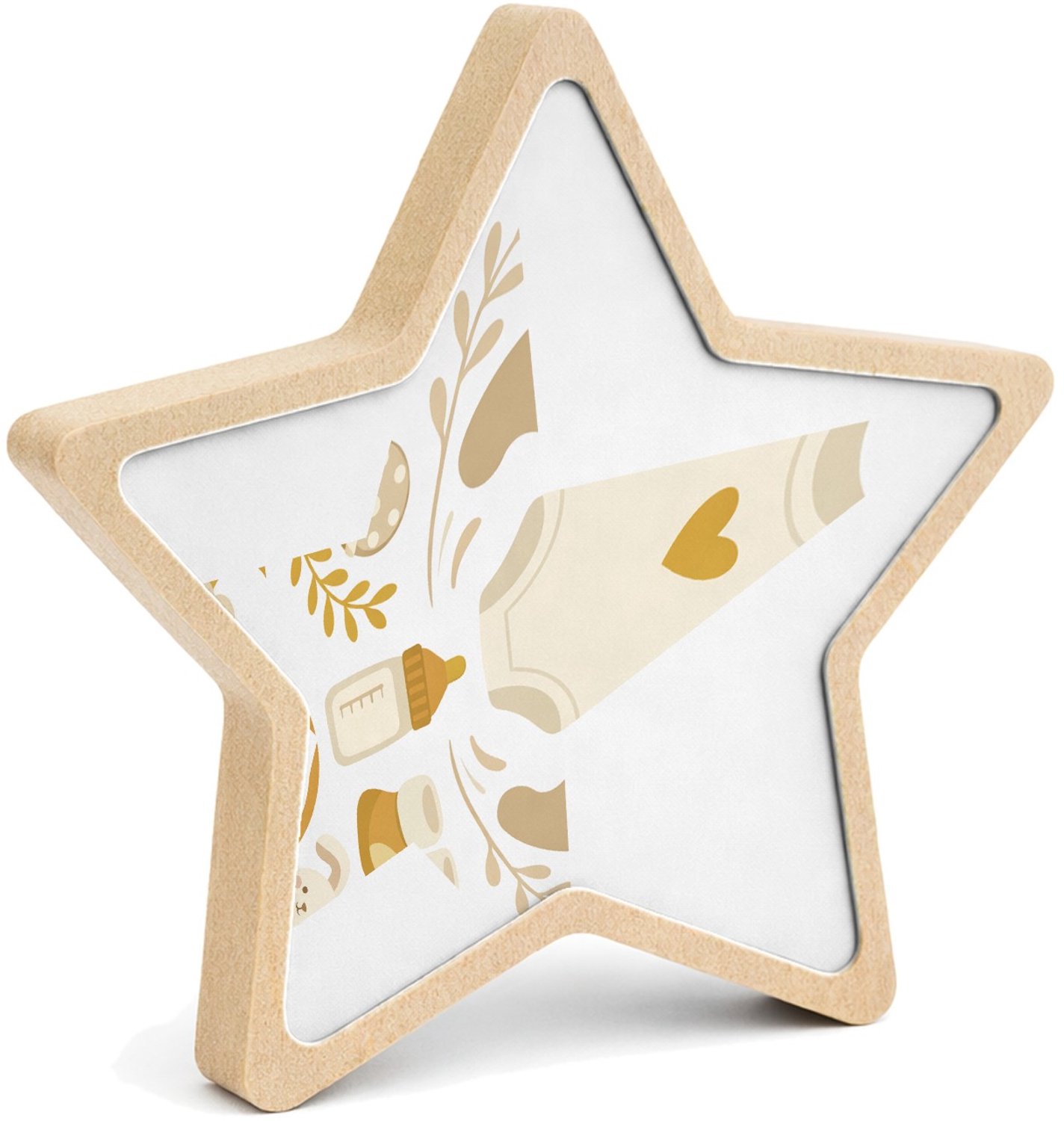 Mr Cadeautjes MDF fotolijst ster 14 x 13,5 - design Een zachte aankondigingsprint voor een nieuwe familiefase me | cadeau Wit