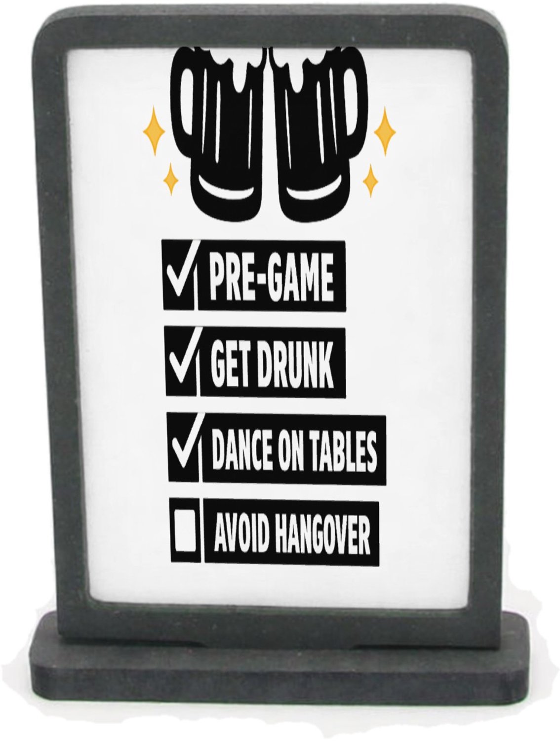 Mr Cadeautjes Houten fotolijst rechthoek met MDF inleg - design Minimalistische checklist-print voor een vriendendag met een | cadeau Wit