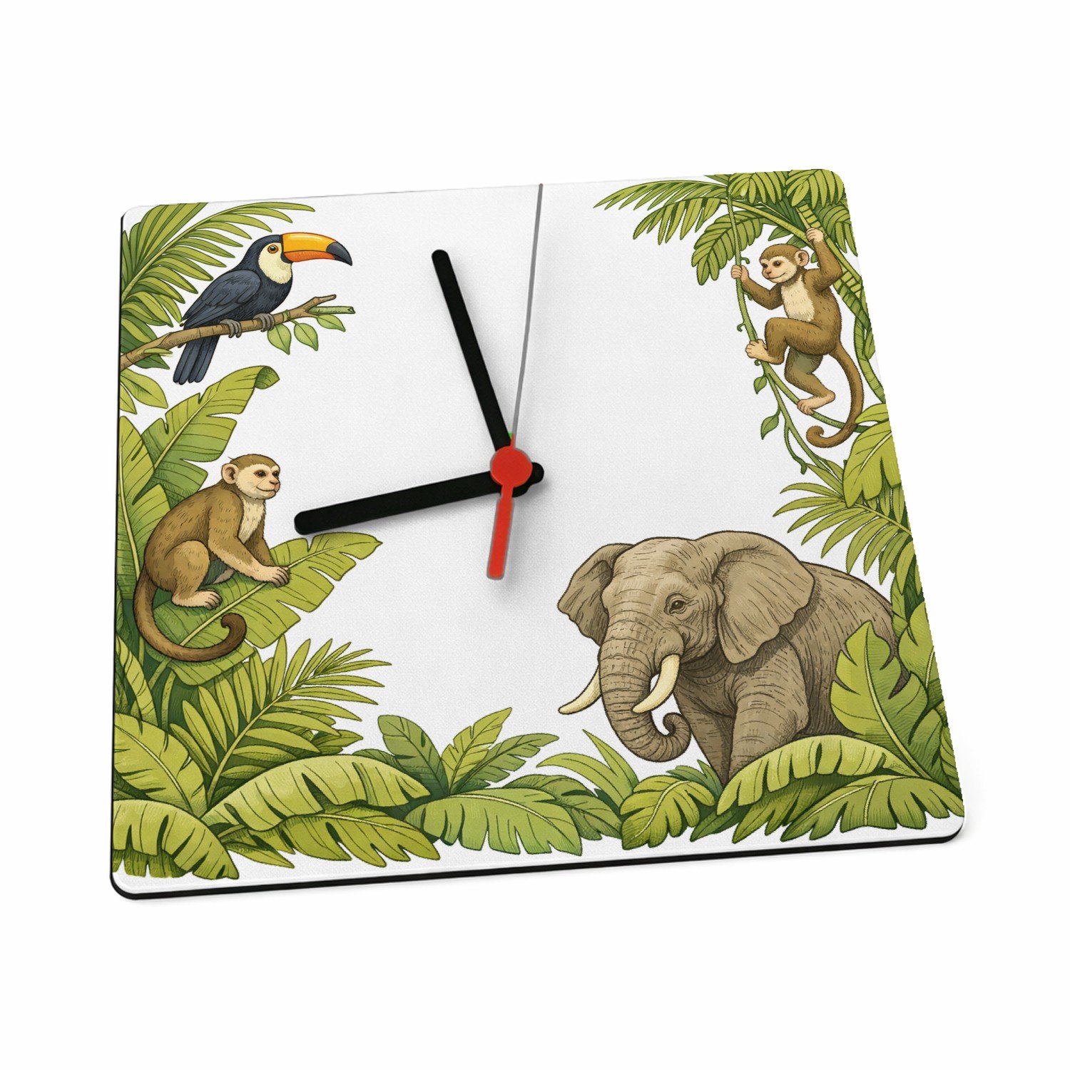 Mr Cadeautjes Klok 19 x 19 - design Savanne-rand met grote rust in het midden | cadeau Wit