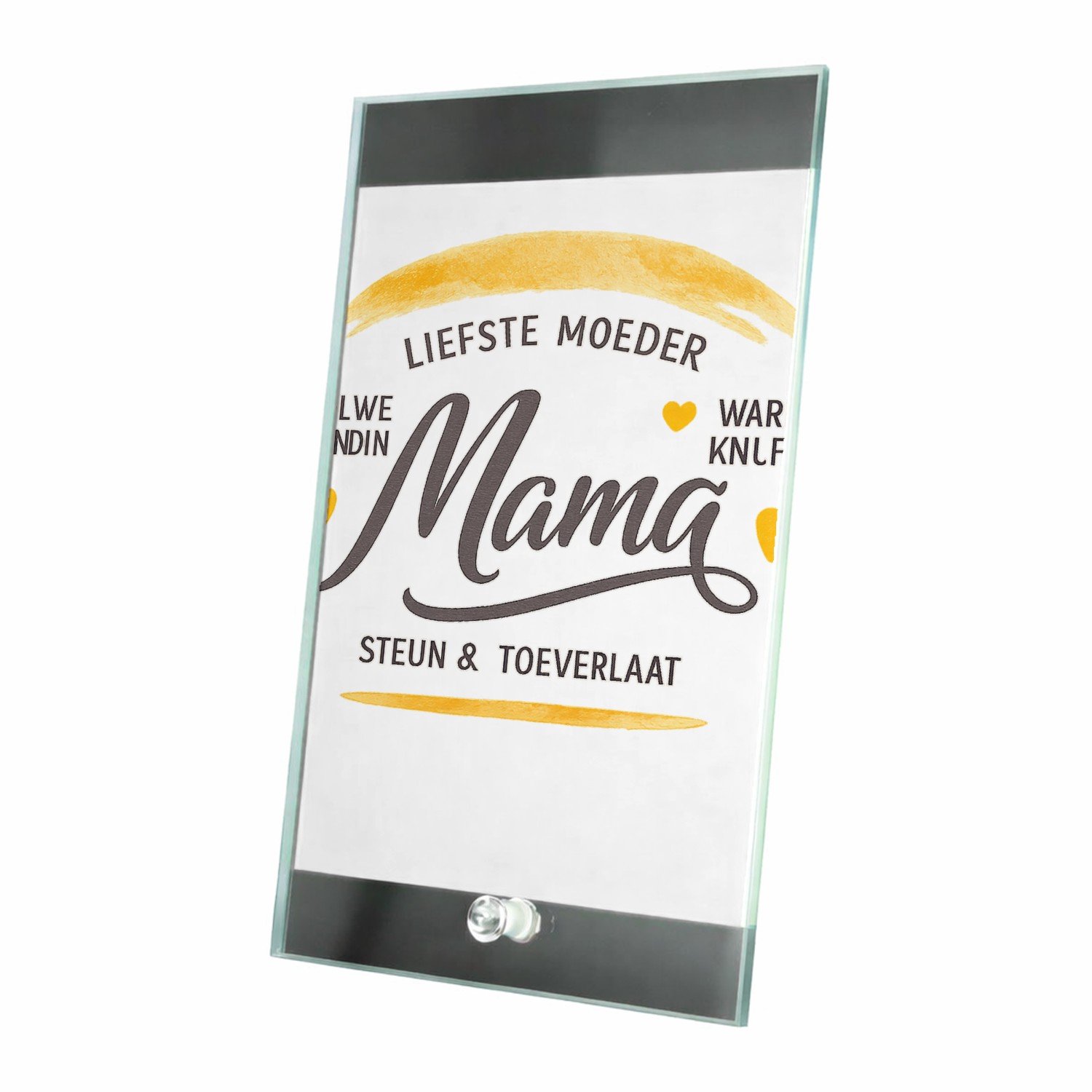 Mr Cadeautjes Glasframe 15 x 23 - design Een warme, persoonlijke typografische print met een opvallen | cadeau Wit