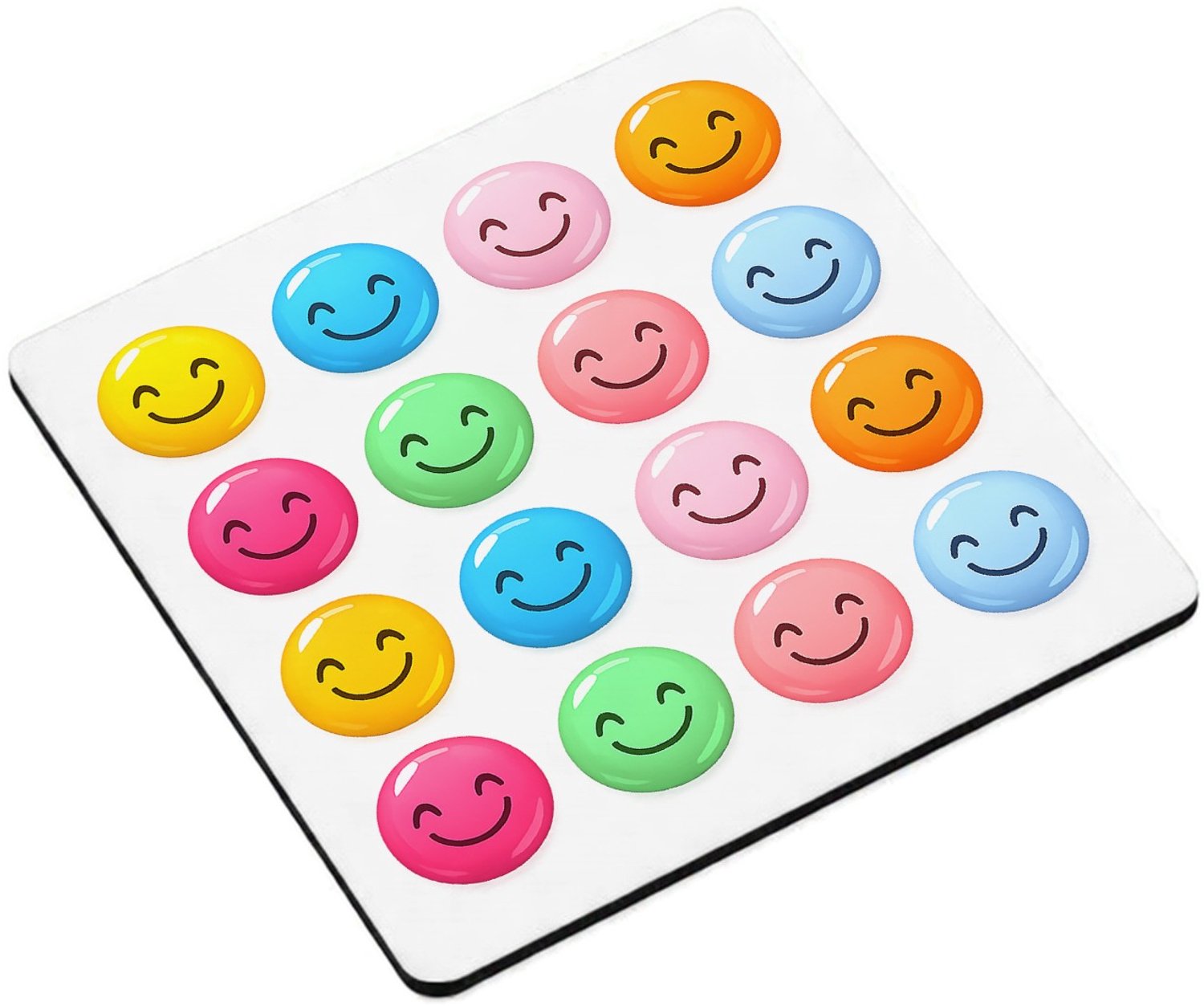 Mr Cadeautjes MDF magnetische fotolijst vierkant 9,5 - design Ronde regenboog-icoontjes met vrolijke mini-symbolen in een | cadeau Wit