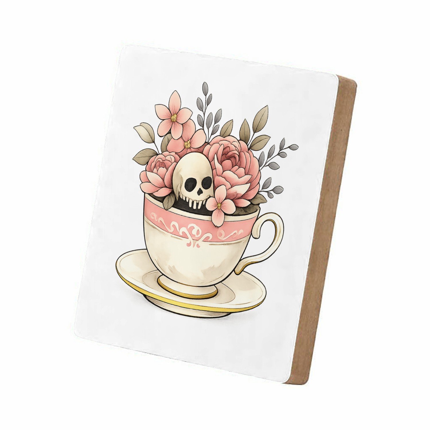 Mr Cadeautjes MDF staande fotolijst 15,2 x 15,2 - design Een vrolijk botanisch contrast tussen iets zachts en iets on | cadeau Wit