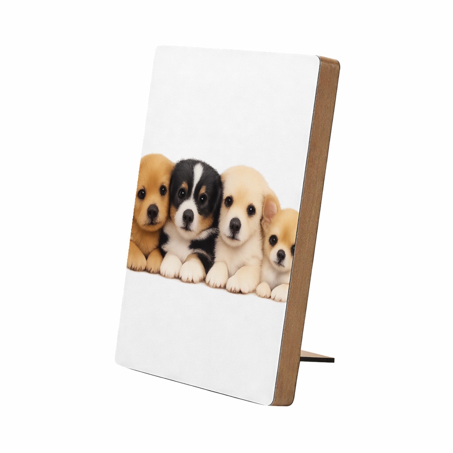 Mr Cadeautjes Glasframe/MDF 12,7 x 17,8 - design Een vrolijke, zachte dierenprint met een compacte groep jong | cadeau Wit