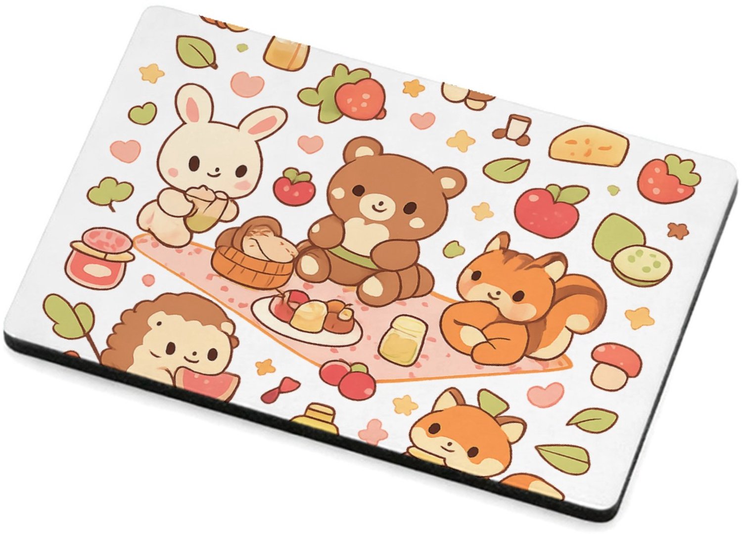 Mr Cadeautjes MDF magnetische fotolijst 7,5 x 5 - design Een vrolijke set kleine bosdieren die samen picknicken tusse | cadeau Wit