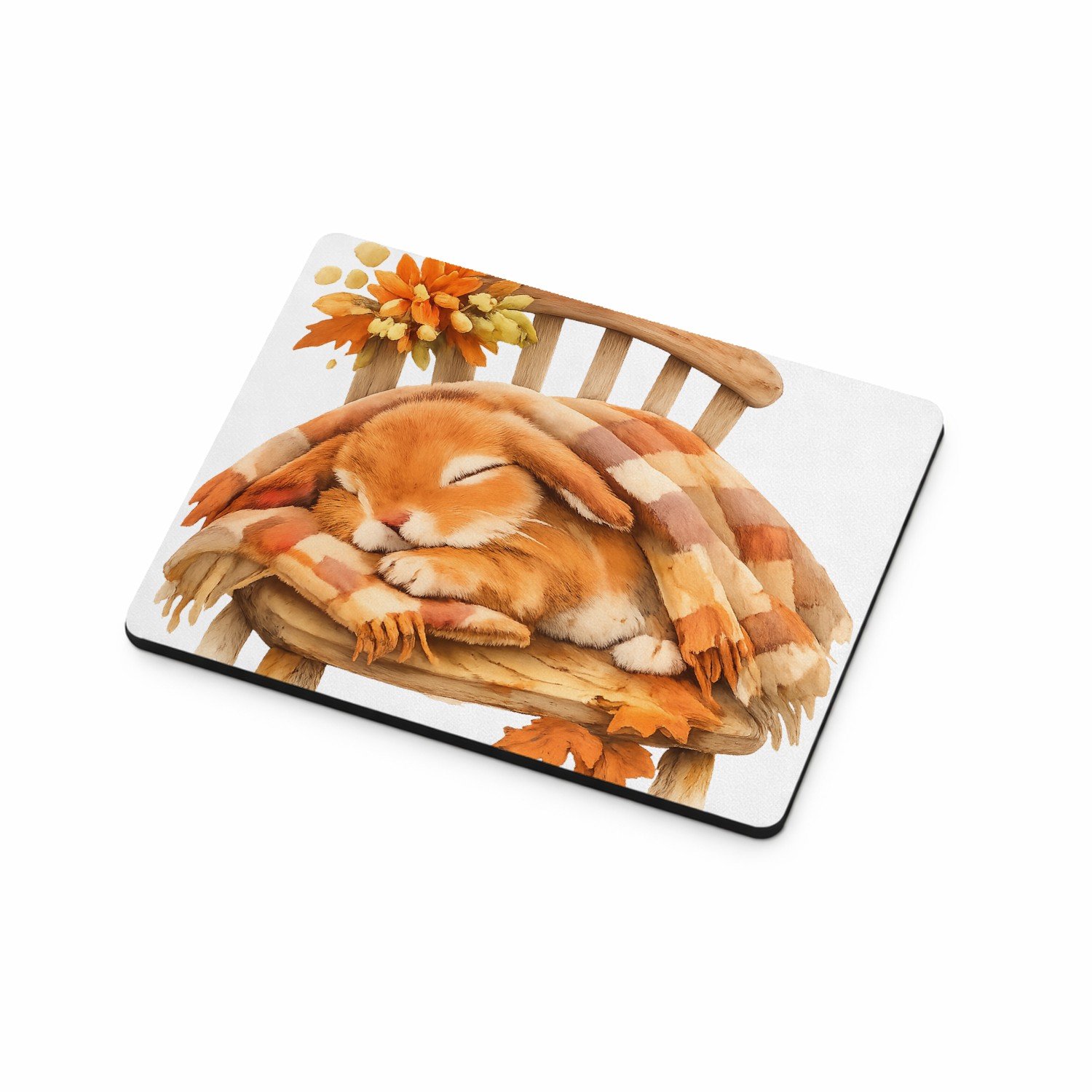 Mr Cadeautjes MDF magnetische fotolijst 9 x 7 - design Een uitgestrekte konijnendut onder een plaid op een houten s | cadeau Wit