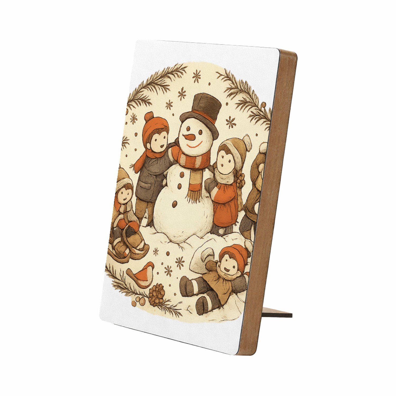 Mr Cadeautjes Glasframe/MDF 12,7 x 17,8 - design Een vrolijke all-over herfstwandeling met een dierlijke para | cadeau Wit