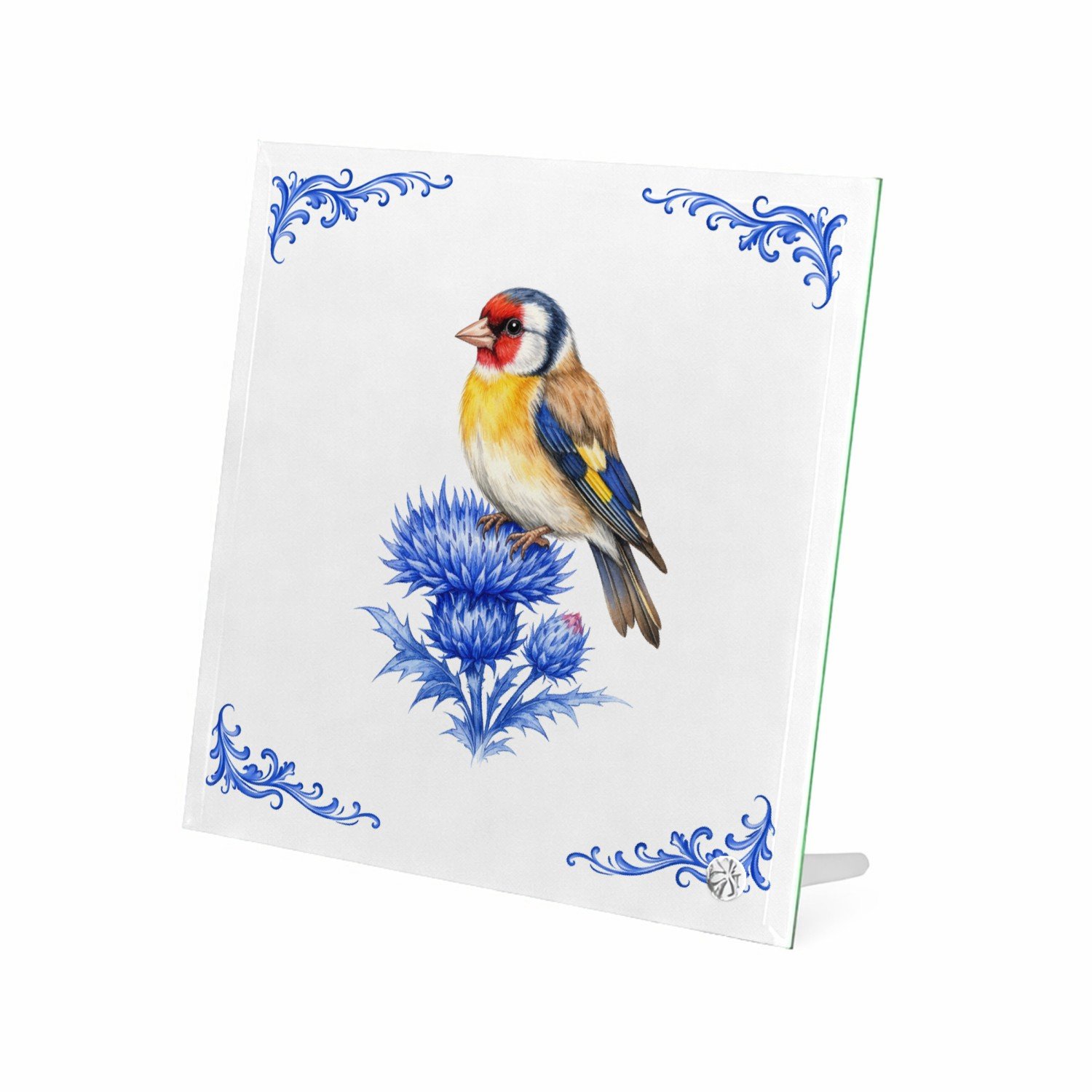 Mr Cadeautjes Glasframe 20 x 20 - design Klassieke botanische vogelprint met een andere tuinvogel en | cadeau Wit