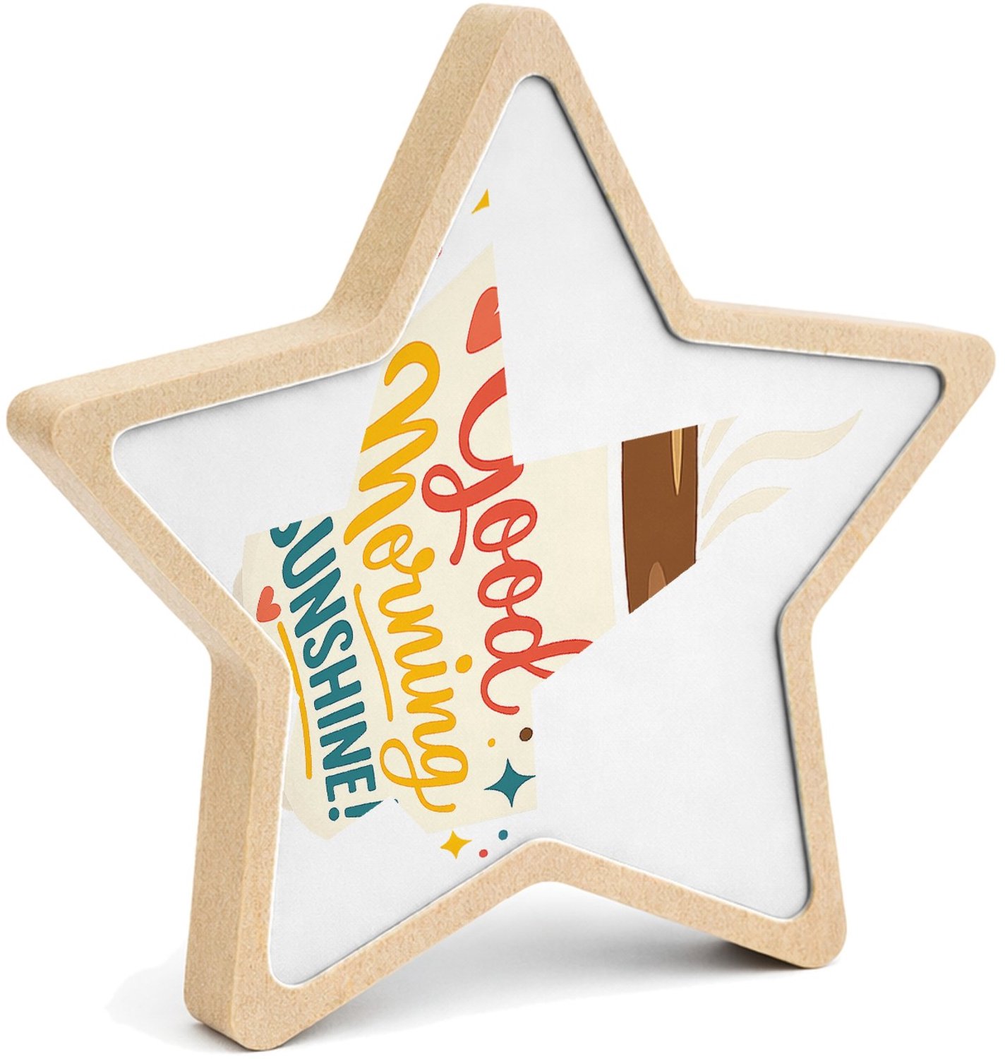 Mr Cadeautjes MDF fotolijst ster 14 x 13,5 - design Feestelijke koffie-mok met warme, persoonlijke ochtendboodsc | cadeau Wit