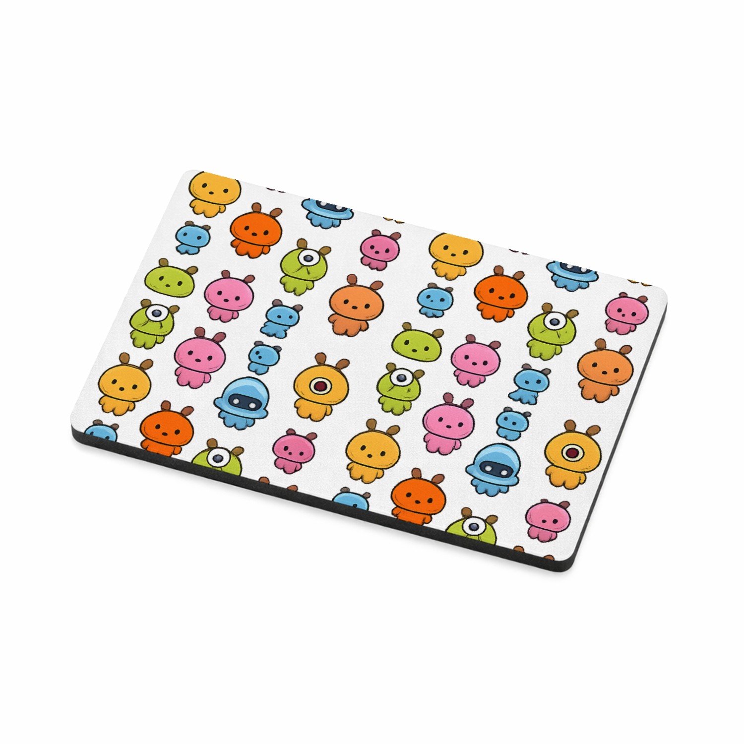 Mr Cadeautjes MDF magnetische fotolijst 7,5 x 5 - design Herhaald patroon van kleine ruimtewezens in zachte pastelkle | cadeau Wit