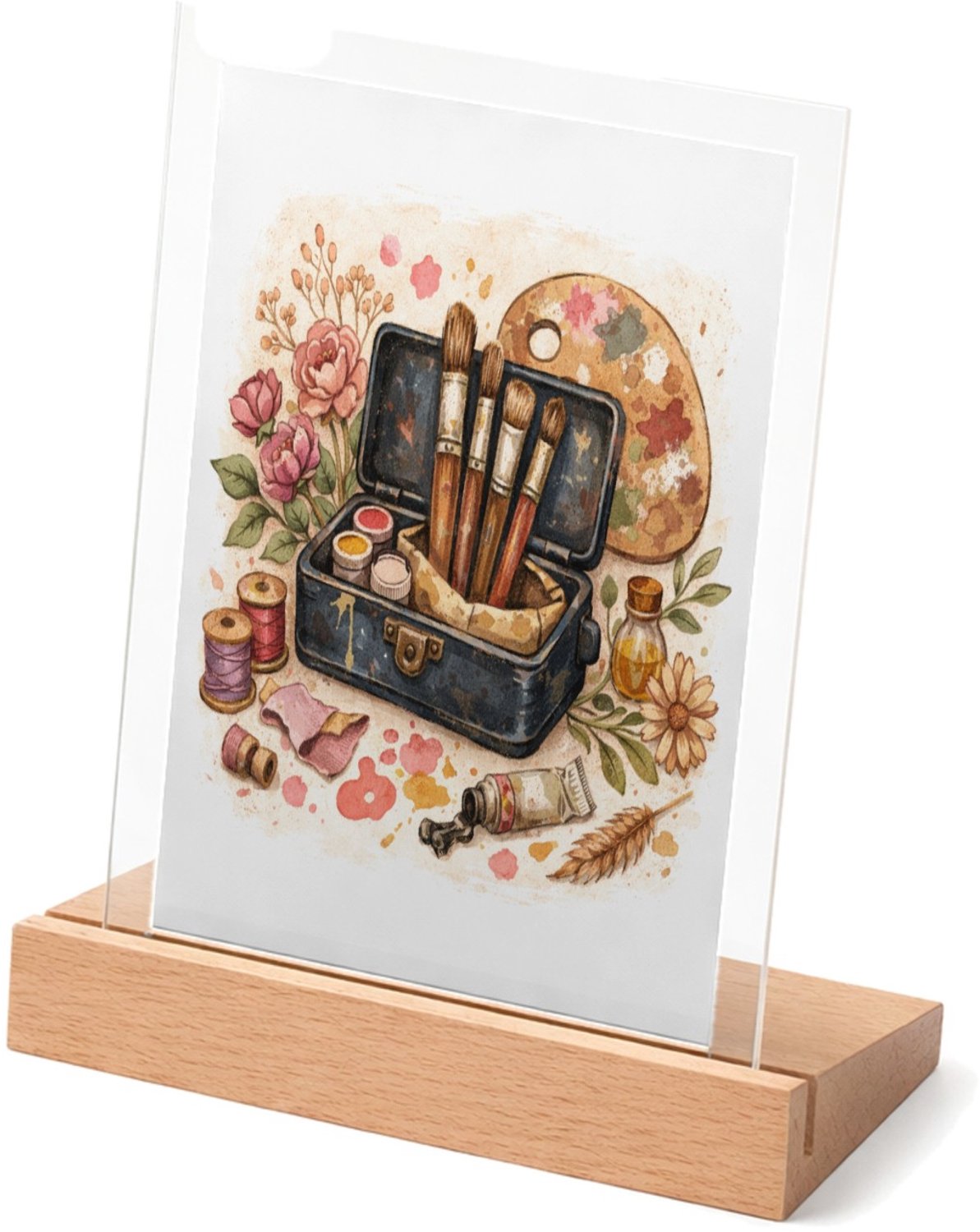 Mr Cadeautjes Glasframe met vaste tekst - design Romantische hobbyprint met een centraal retro-object en loss | cadeau Wit