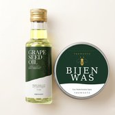 TheWootz Onderhoudsduo Snijplank 100ml – 100% Druivenpitolie + Bijenwas 50g – Compleet Onderhoud voor Houten & Bamboe Snijplanken