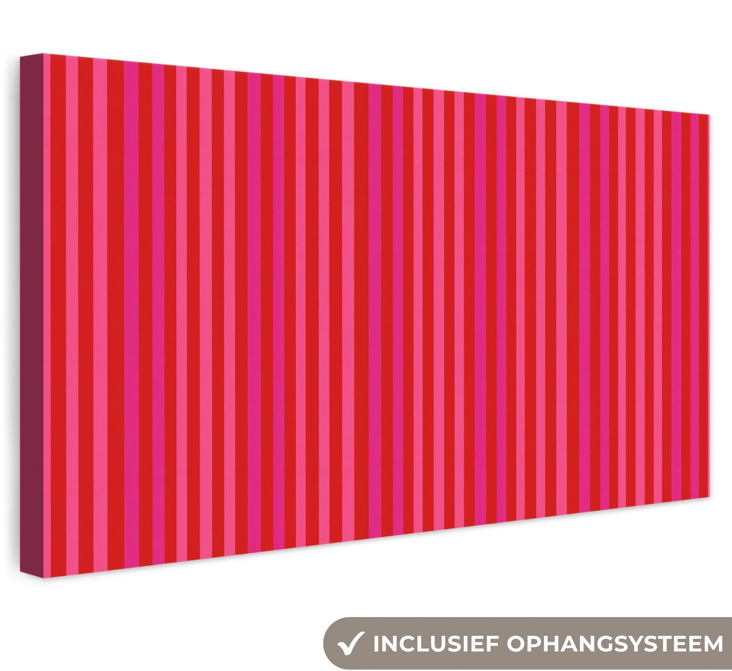 Canvas schilderij 60x30 cm - Exclusieve wanddecoratie Verticaal - Strepen - Roze - Muurdecoratie woonkamer - Slaapkamer decoratie - Kamer accessoires - Schilderijen op canvas