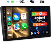 Boscer Autoradio 2Din Universeel - Android 15 - Apple Carplay & Android Auto (Draadloos) - 10.1 Inch HD IPS Touchscreen - 8-Core 4+64GB - Interne Koeler - GPS Navigatiesysteem - USB, Bluetooth, WiFi & MP5 - Achteruitrijcamera & Microfoon