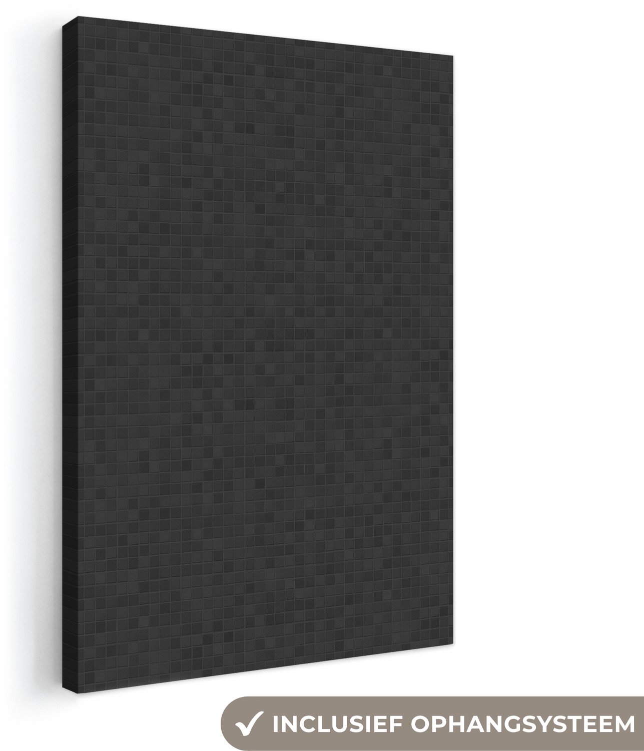 Canvas schilderij 20x30 cm - Exclusieve wanddecoratie Mozaïek - Patroon - Antraciet - Zwart - Muurdecoratie woonkamer - Slaapkamer decoratie - Kamer accessoires - Schilderijen op canvas