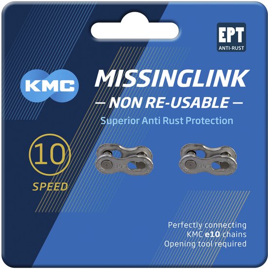 Verpakking KMC 10-speed MissingLink, niet herbruikbaar met anti-roest bescherming.