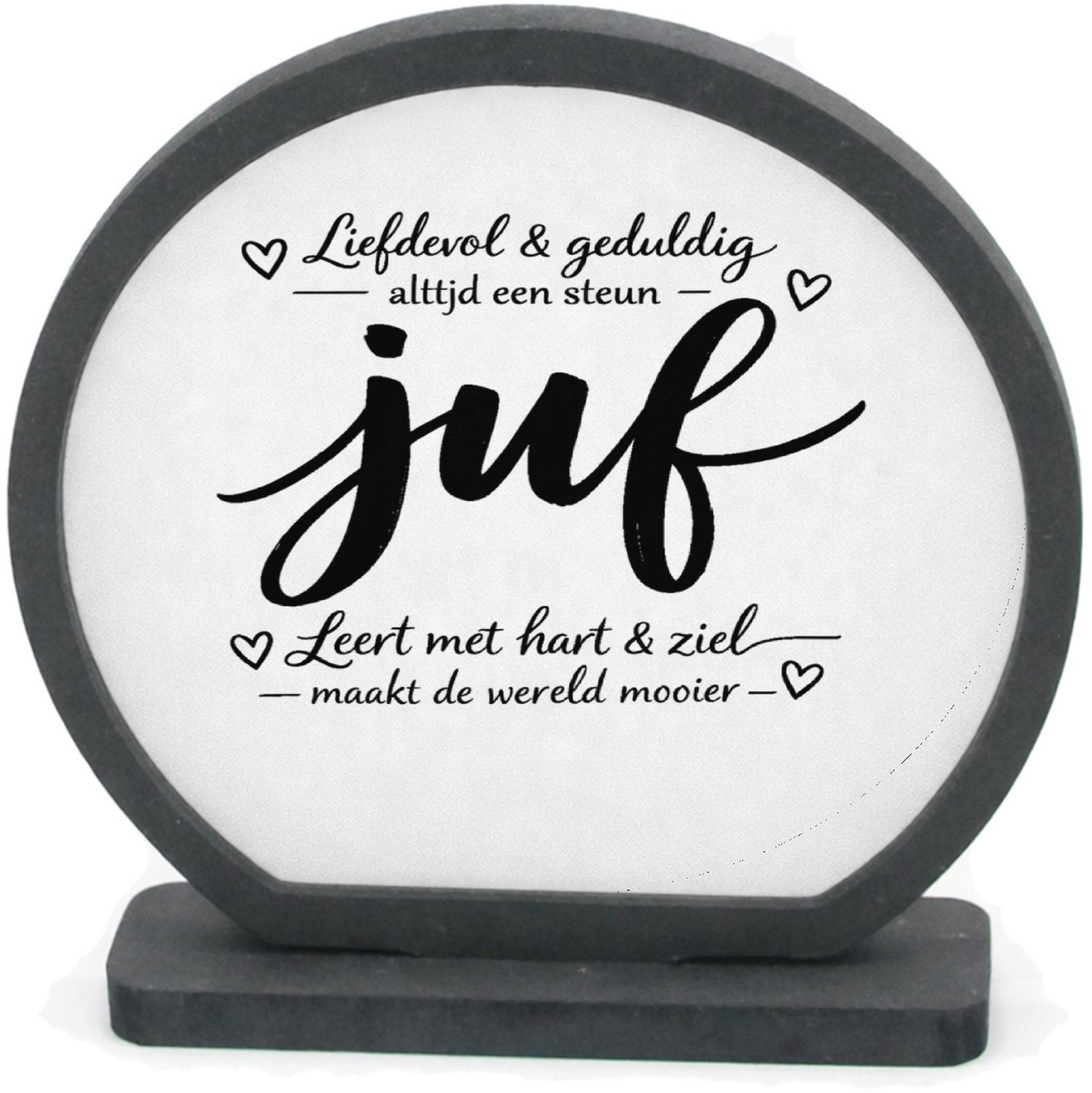 Mr Cadeautjes Houten fotolijst rond met MDF inleg - design Een minimalistische tekstprint met een groot kernwoord, aang | cadeau Wit