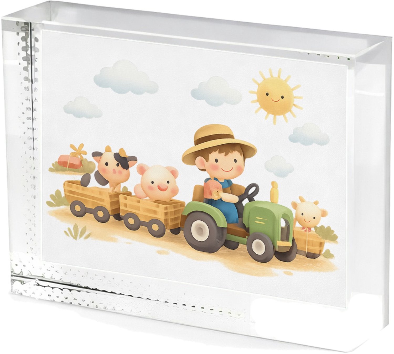 Mr Cadeautjes Fotokristal Drie panelen met een zachte dierlijke reis door de seizoenen - glas, 8 x 6 cm - kristallen | cadeau Wit