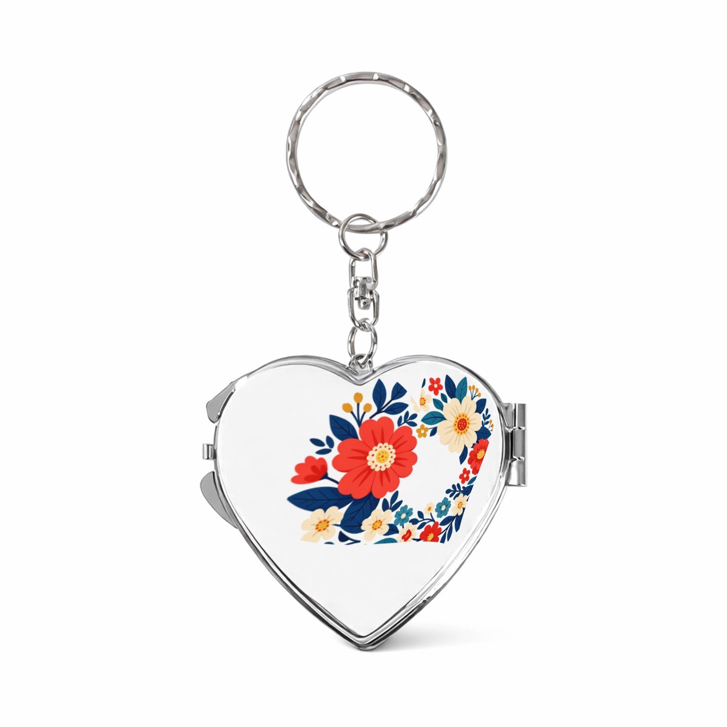 Mr Cadeautjes Sleutelhanger hart ~4,5 cm - design Een nieuwe retro-cadeauprint met een botanische rand en een | cadeau