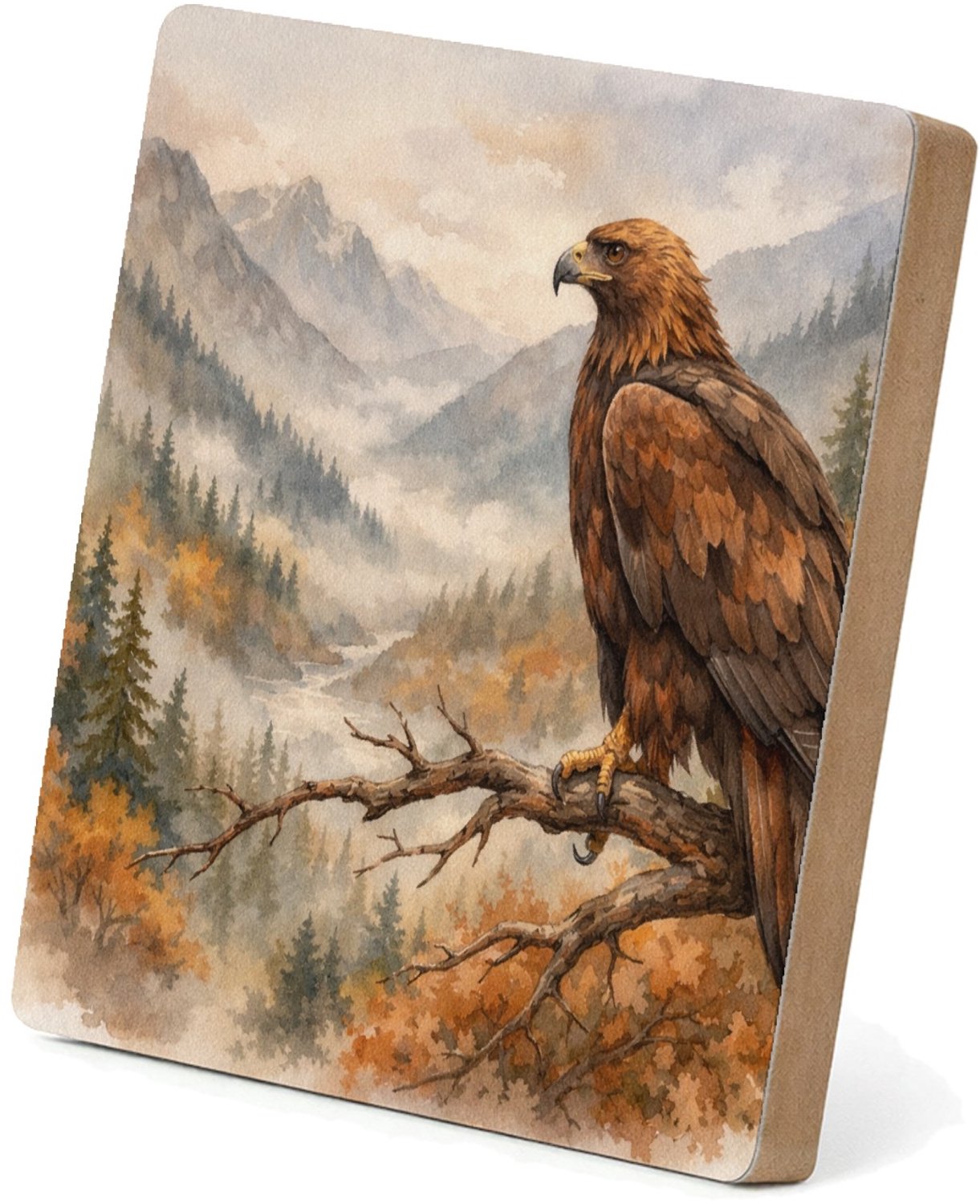 Mr Cadeautjes MDF staande fotolijst 15,2 x 15,2 - design Een decoratieve seizoensscène met een herkenbaar wilddier en | cadeau Wit