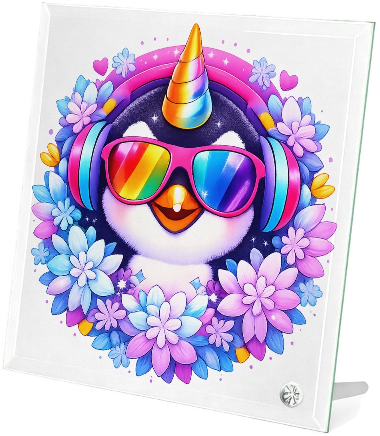 Mr Cadeautjes Glasframe 20 x 20 - design Een speels karakterportret dat een alledaags dier opwaardeer | cadeau Wit