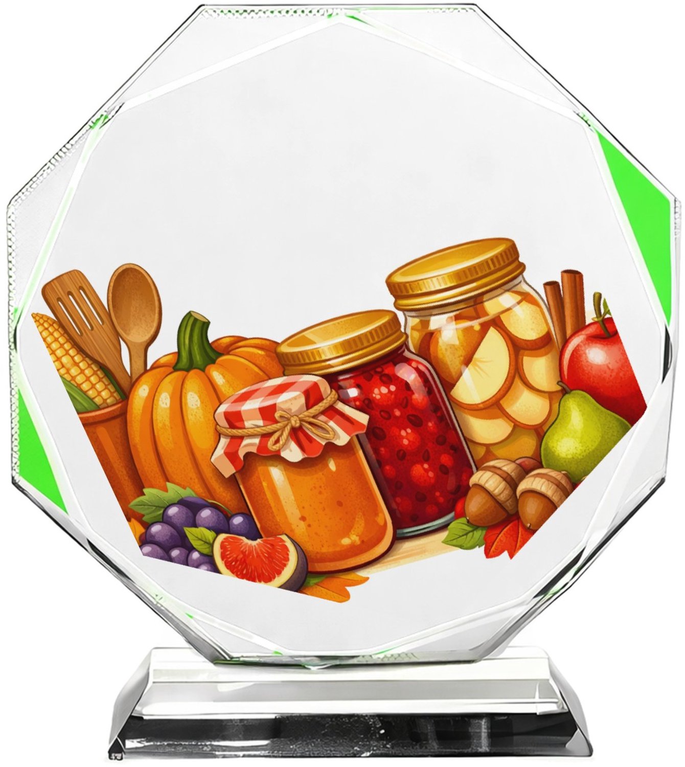 Mr Cadeautjes Fotokristal hexagon - design Een speels retro-voedselbeeld met een grote kopregel en een | cadeau Wit