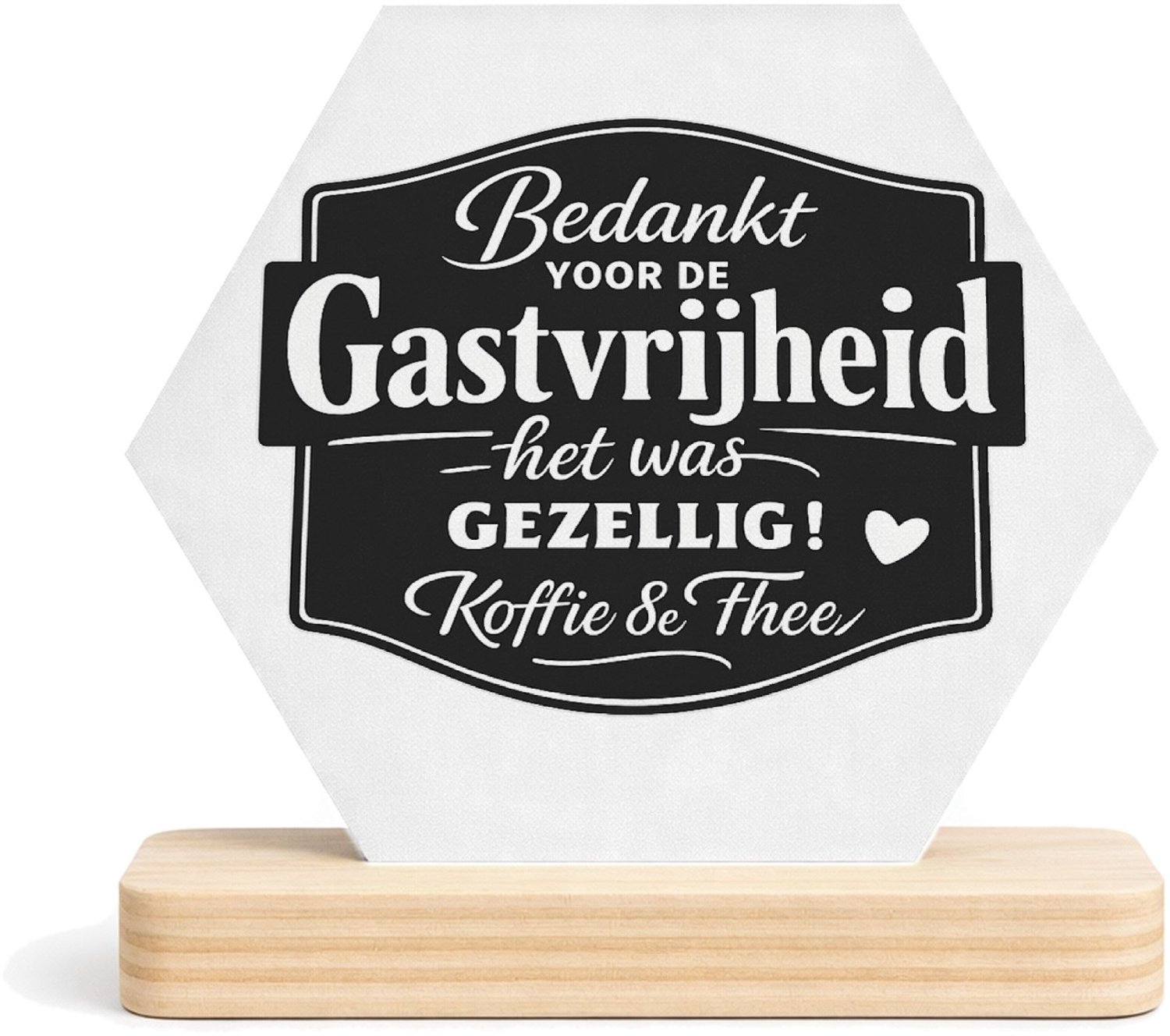 Mr Cadeautjes MDF fotolijst/inleg hexagon 14 x 13 - design Een speels retro-keukenontwerp met grote typografie en een k | cadeau Wit