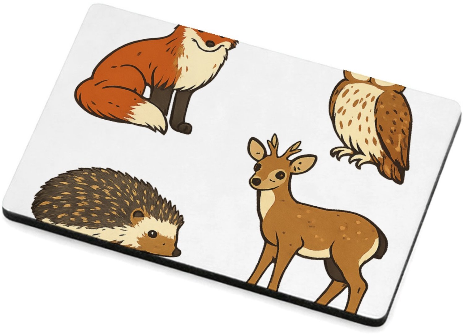 Mr Cadeautjes MDF magnetische fotolijst 7,5 x 5 - design Een set van vier bosdieren in een vergelijkbare educatieve v | cadeau Wit
