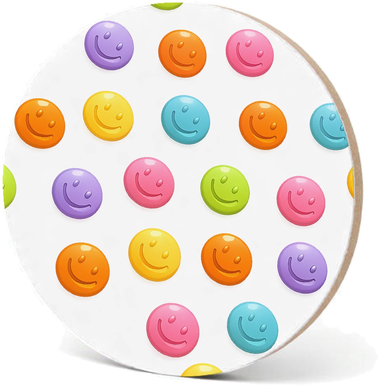 Mr Cadeautjes MDF fotolijst - design Een set van ronde fruit-icoontjes met glimlachende gezichten | cadeau Wit