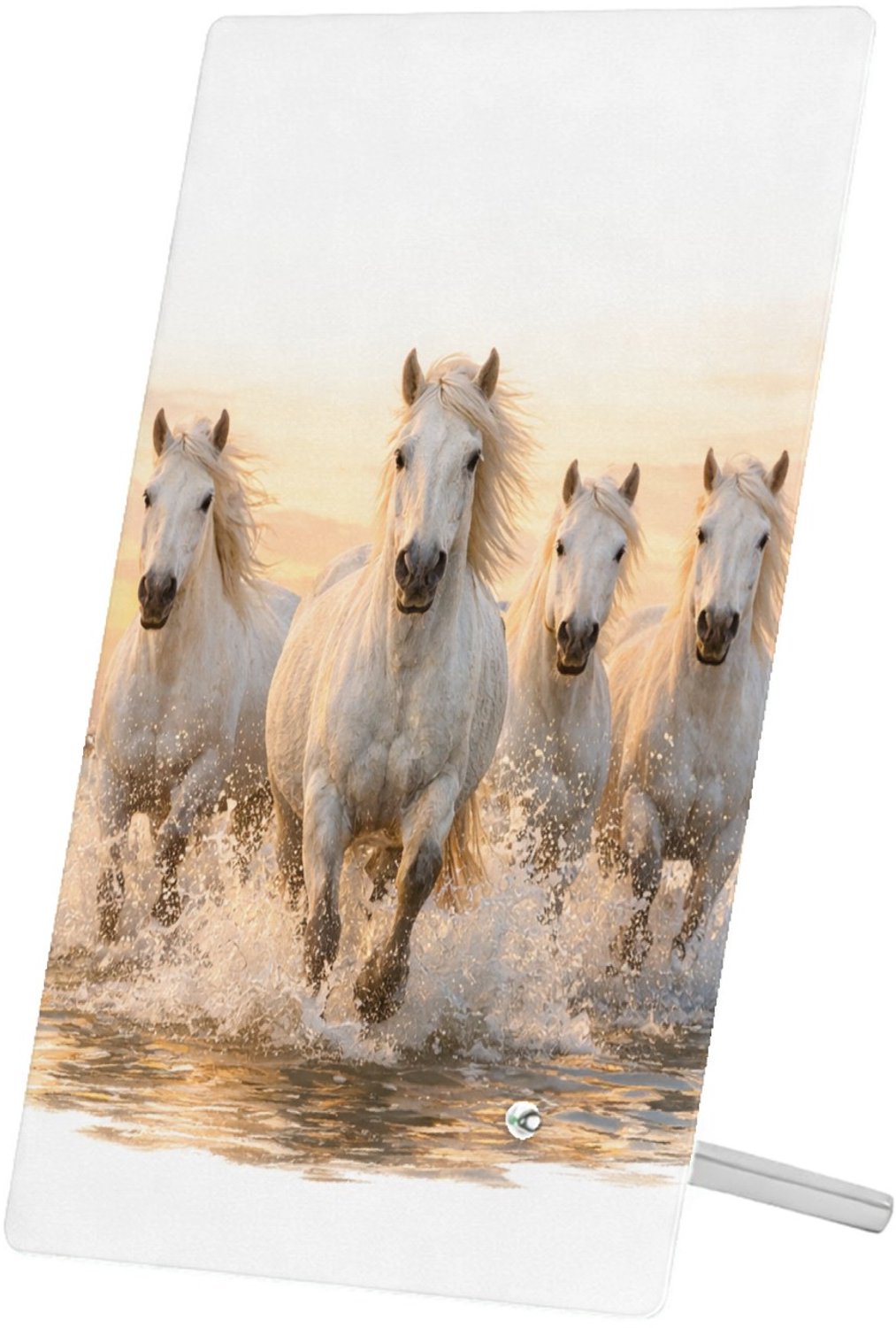 Mr Cadeautjes Glasframe 11 x 16 - design Een dynamische natuurscène met een enkele centrale hoofdfigu | cadeau Wit