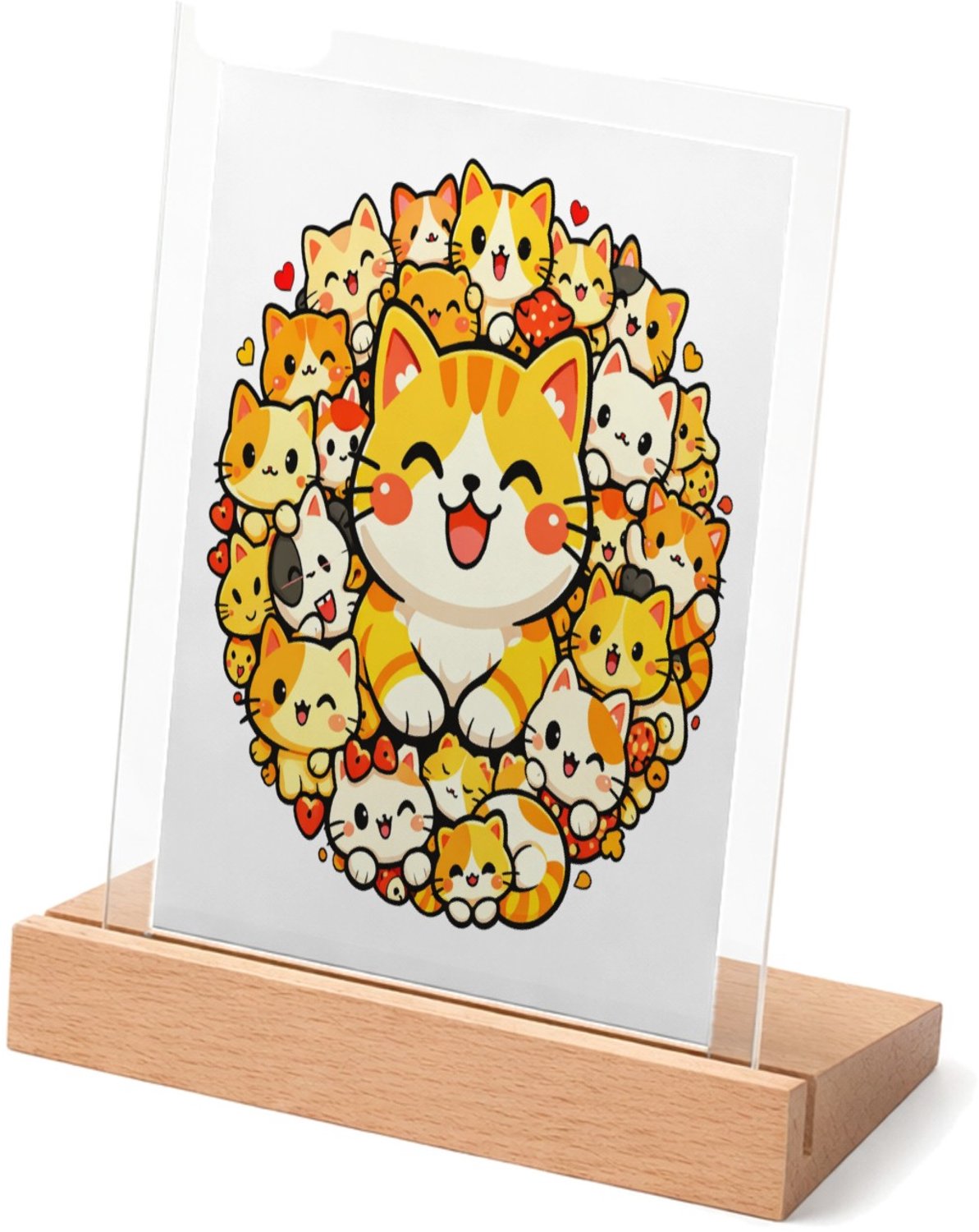 Mr Cadeautjes Glasframe met vaste tekst - design Een compacte cirkel van vrolijke dieren rond één grote hoofd | cadeau Wit