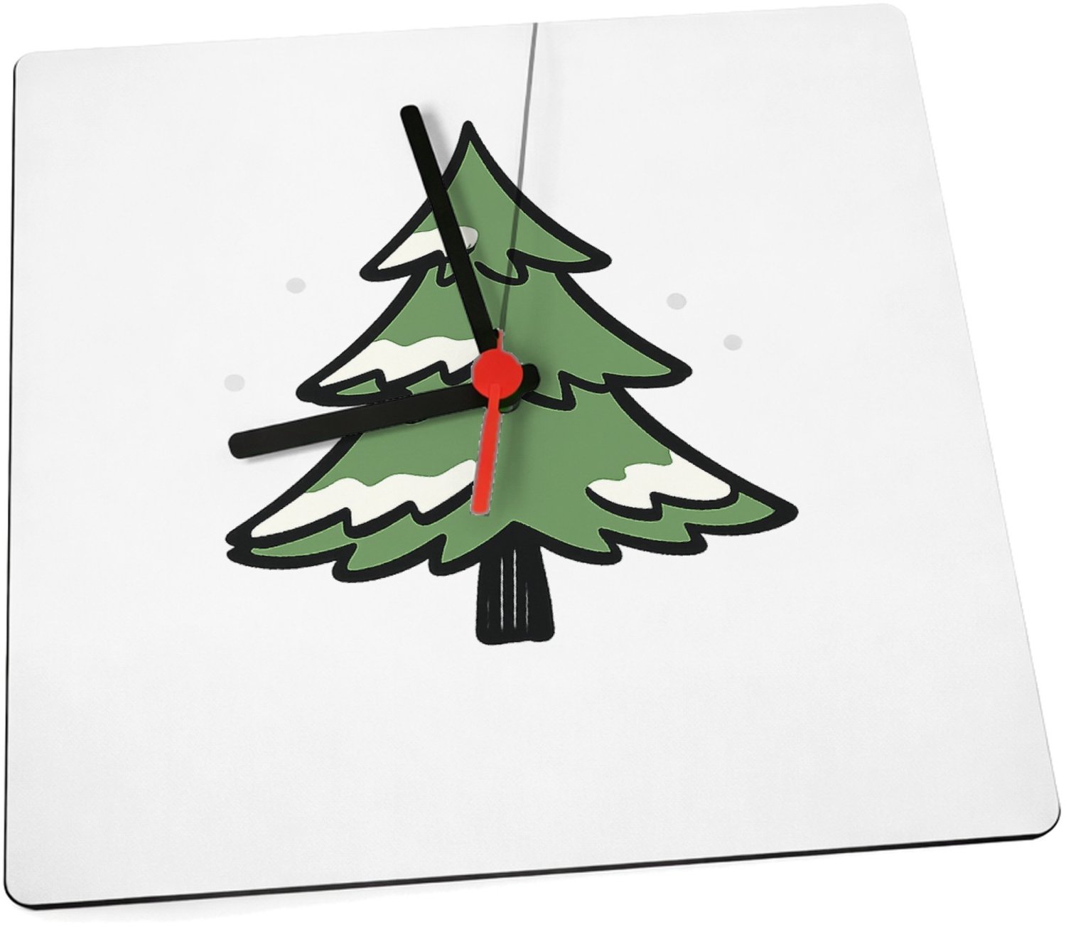 Mr Cadeautjes Klok 19 x 19 - design Een speelse winterboom opgebouwd uit losse penseelstreken en | cadeau Wit