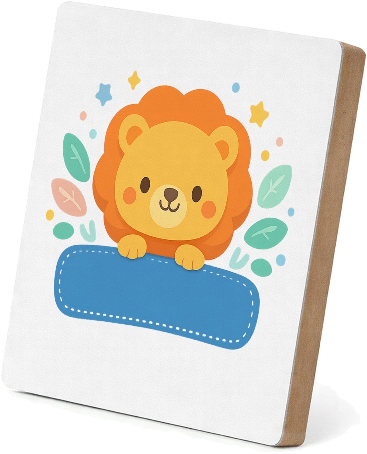 Mr Cadeautjes MDF staande fotolijst 15,2 x 15,2 - design Een afgerond, vriendelijk dierportret met kleine decoratieve | cadeau Wit