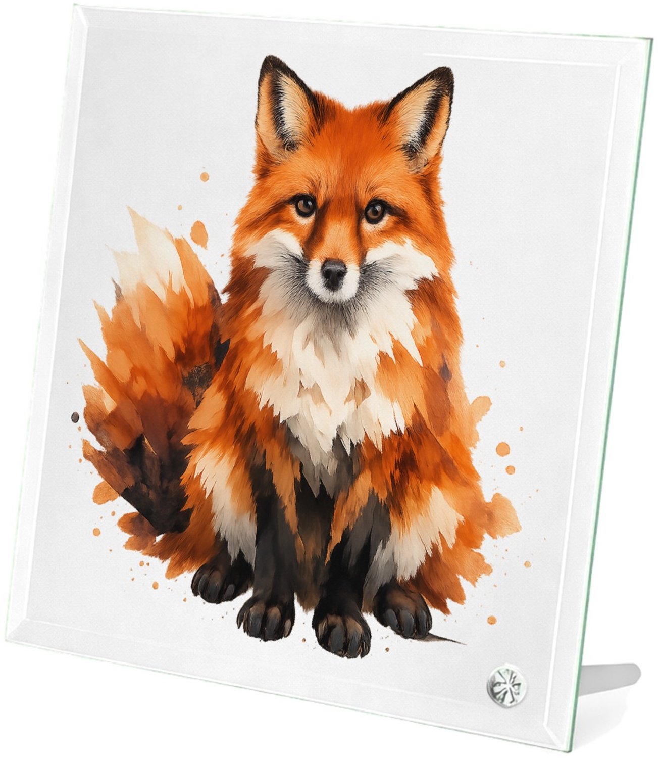 Mr Cadeautjes Glasframe 20 x 20 - design Een groot, sfeervol bosdier met verfspatten en veel witruimt | cadeau