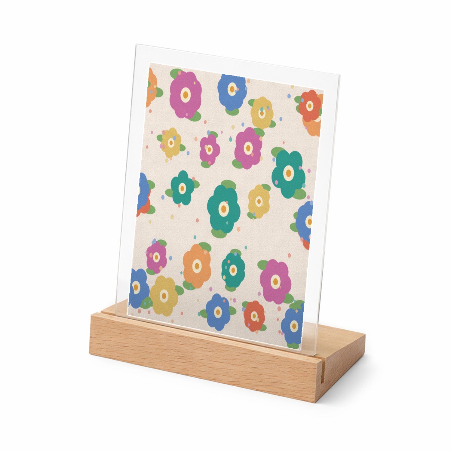 Mr Cadeautjes Glasframe met vaste tekst - design Bloemenveld | cadeau Wit
