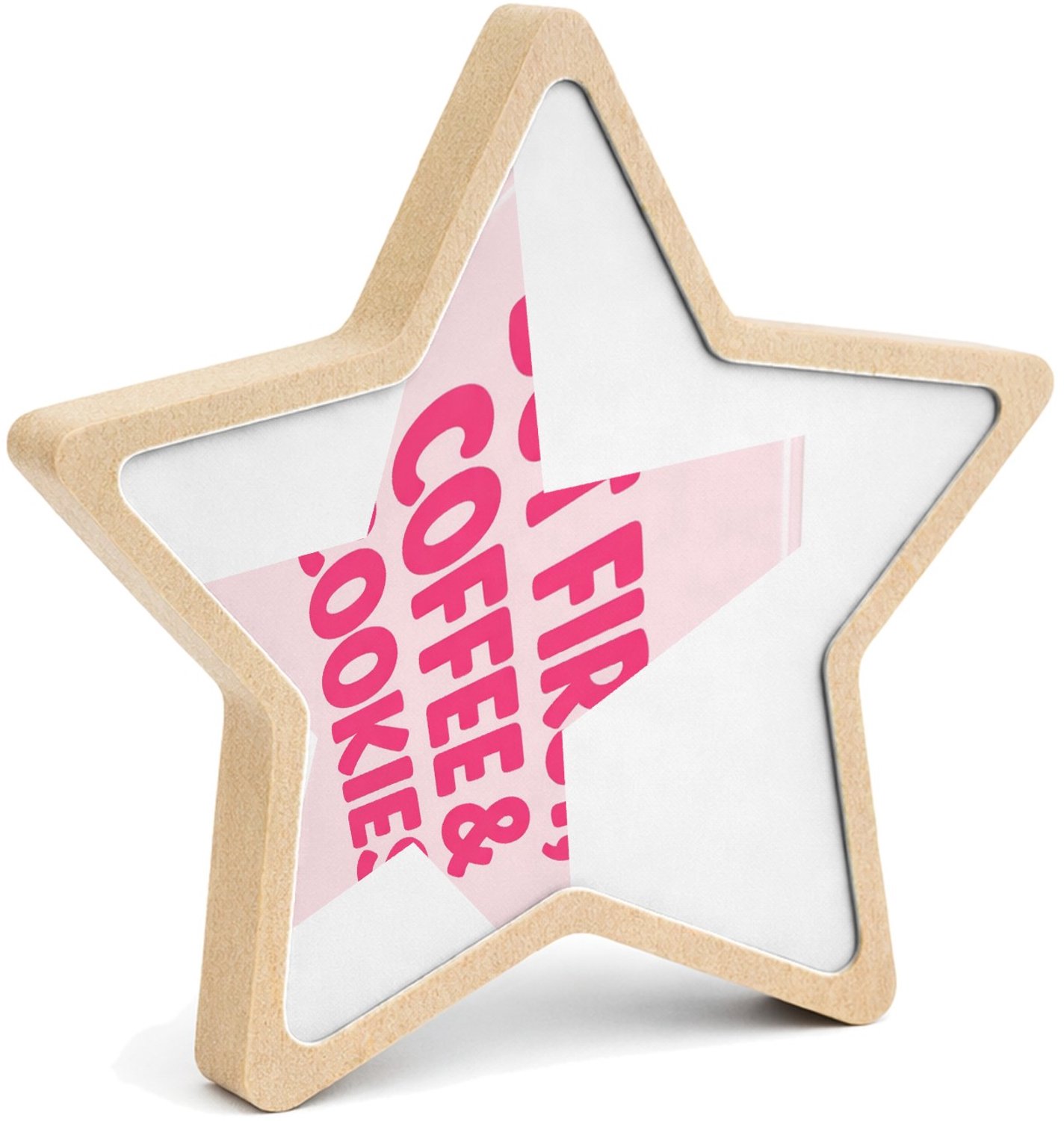 Mr Cadeautjes MDF fotolijst ster 14 x 13,5 - design Compacte typografische print met een speels keuken- of koffi | cadeau Wit