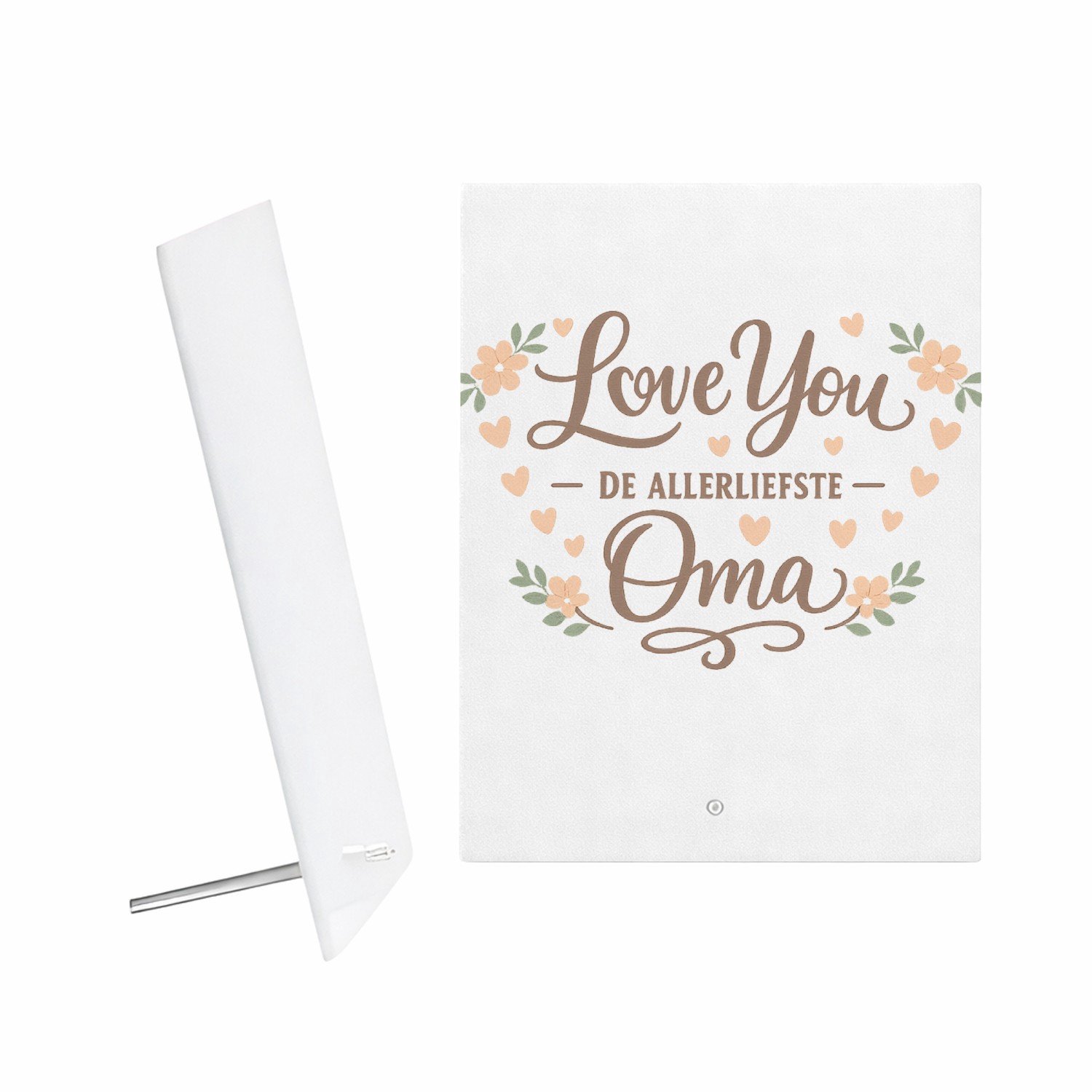 Mr Cadeautjes Glazen fotopaneel Een liefdevolle familieboodschap met zachte bloemaccenten en - 15 x 20 cm, staand - glas, decoratie, wanddecoratie | cadeau Wit