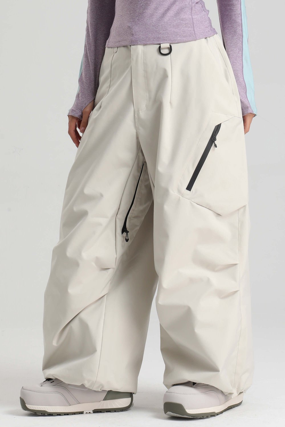 GSOU SNOW Lichtgewicht ademende baggy ski- en snowboardbroek 15K waterdicht Gebroken Creme