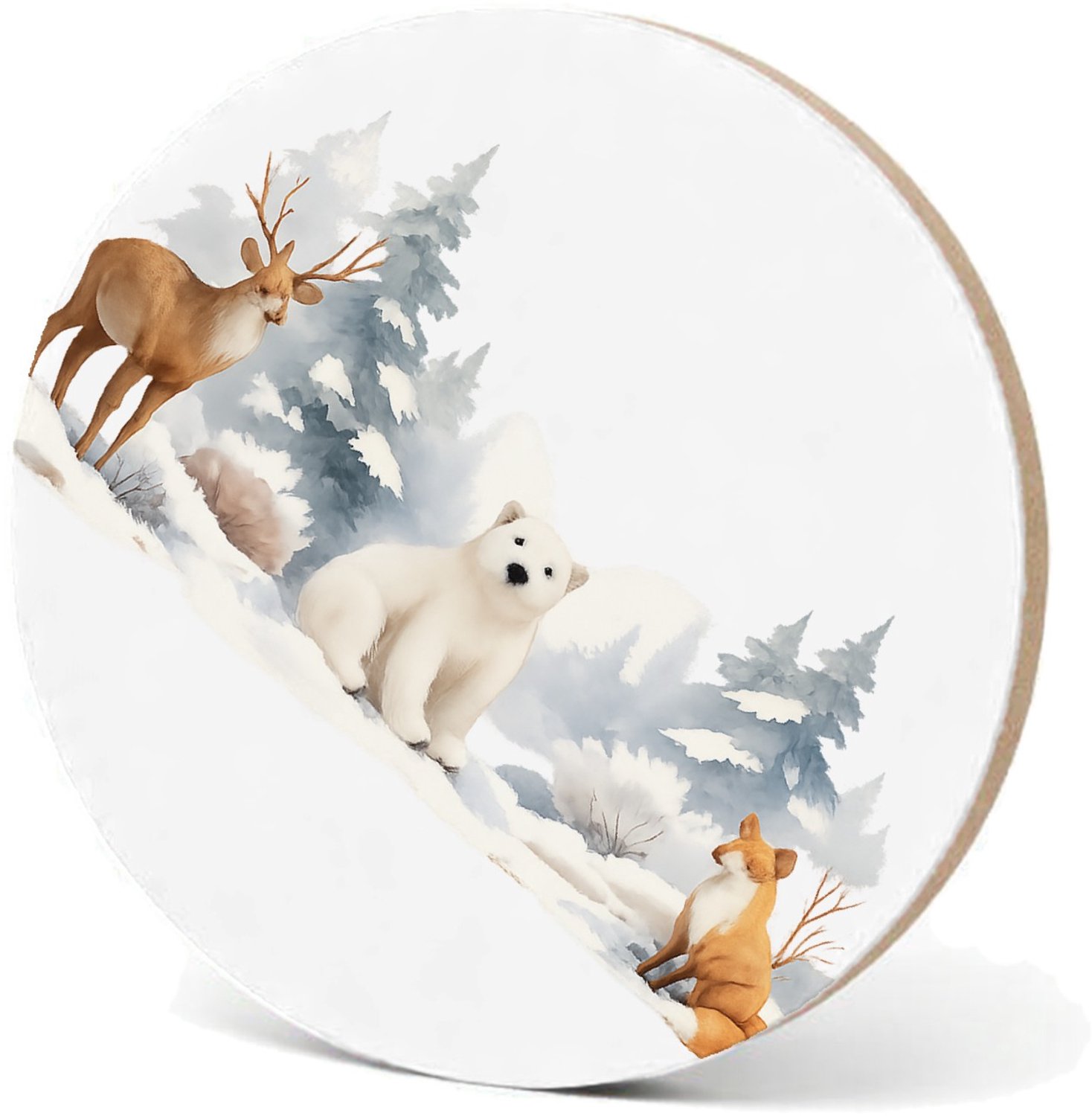 Mr Cadeautjes MDF fotolijst - design Een herfstbos-scène met een nieuwsgierige egel en paddenstoe | cadeau Wit
