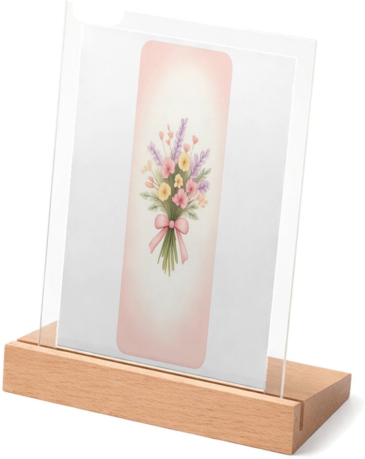Mr Cadeautjes Glasframe met vaste tekst - design Een serie elegante natuurboeketten in zachte cadeaustijl, ma | cadeau Wit
