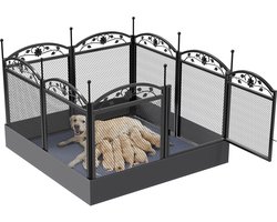 BingoPaw Hondenren - Puppyren met Waterdichte Bodemmat en Deur - 8 Panelen - 126 x 126 x 88 cm - Zwart