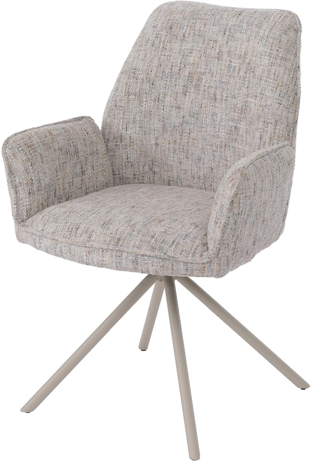 MCW Eetkamerstoel MCW-G67, keukenstoel, draaibaar, Auto-Position, metaal, chenille (410 g/m²) ~ onderstel crème, beige-lichtgrijs